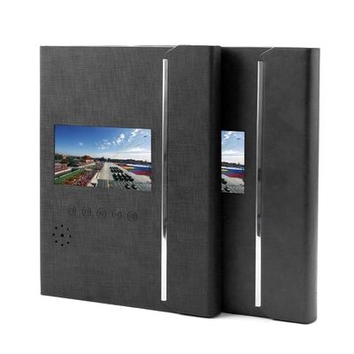 مجلد فيديو LCD أسود PU مقاس A4 ، بطاقة معايدة فيديو 4.3 بوصة