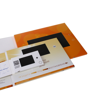Softcover LCD Video Brochure Card الرقمية الذهبية حجب 512MB Memory OEM