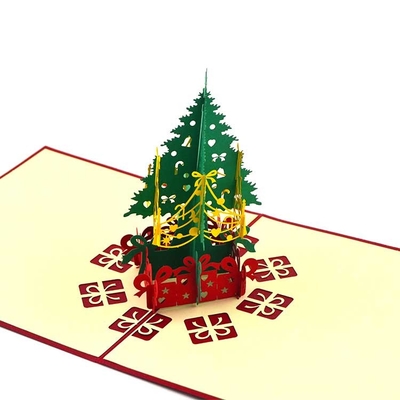 الليزر قطع 3D شجرة عيد الميلاد بطاقة مجسمة ورقة المواد CMYK اللون ODM OEM