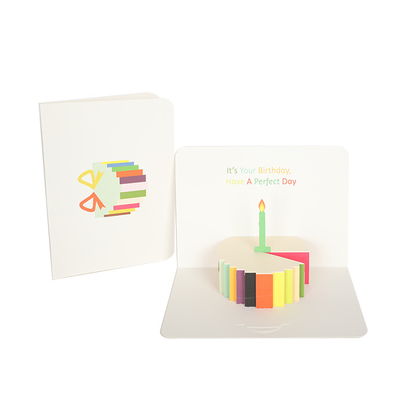 CMYK Happy Birthday 3D بطاقات المعايدة ، الليزر قطع المنبثقة بطاقات OEM شهادات لجنة الاتصالات الفدرالية