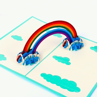 OEM ODM Rainbow Pop Up Card DIY ، 3D Happy Birthday Card A5 الحجم